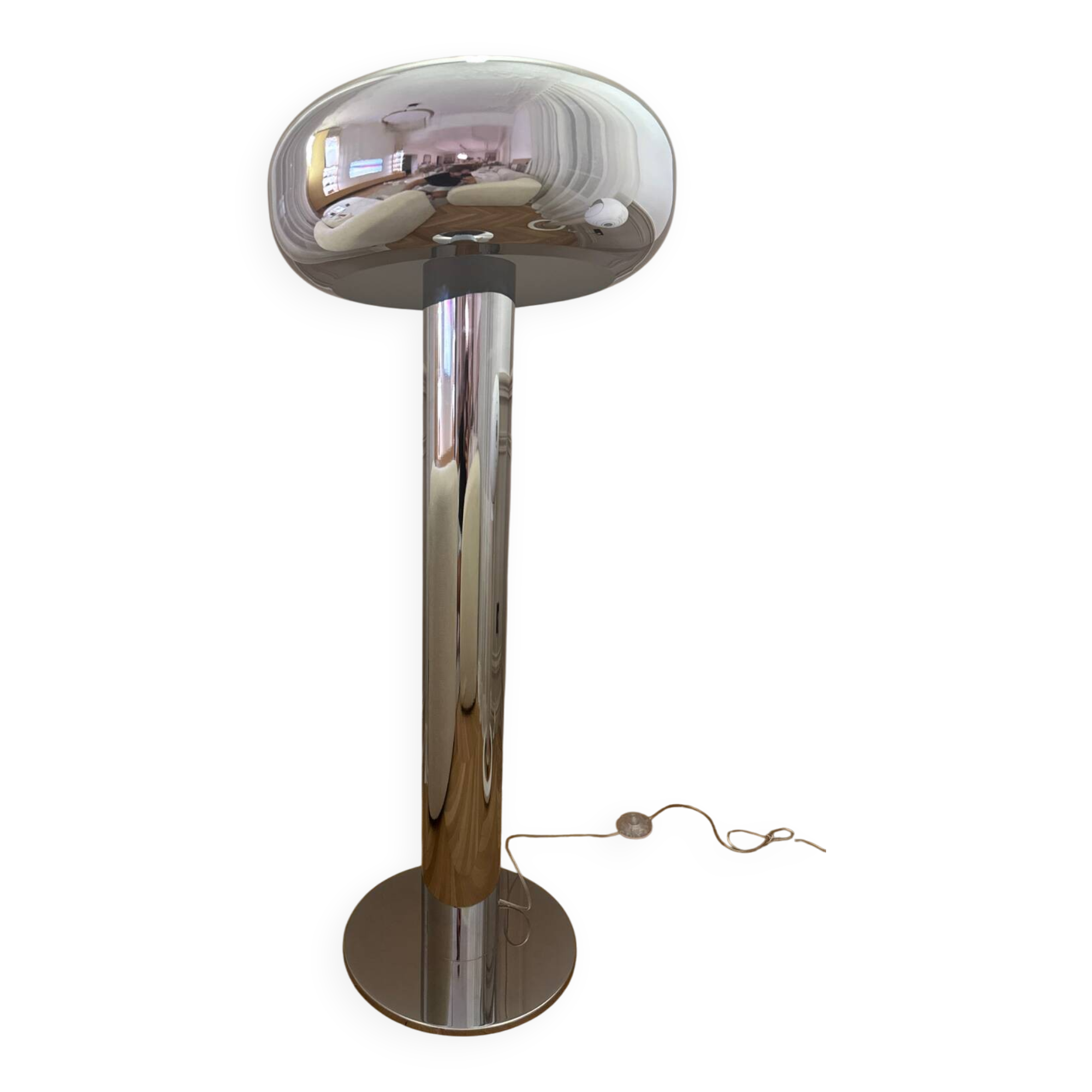 Metal floor lamp, chrome - BENJAMIN X MONOPRIX DESK