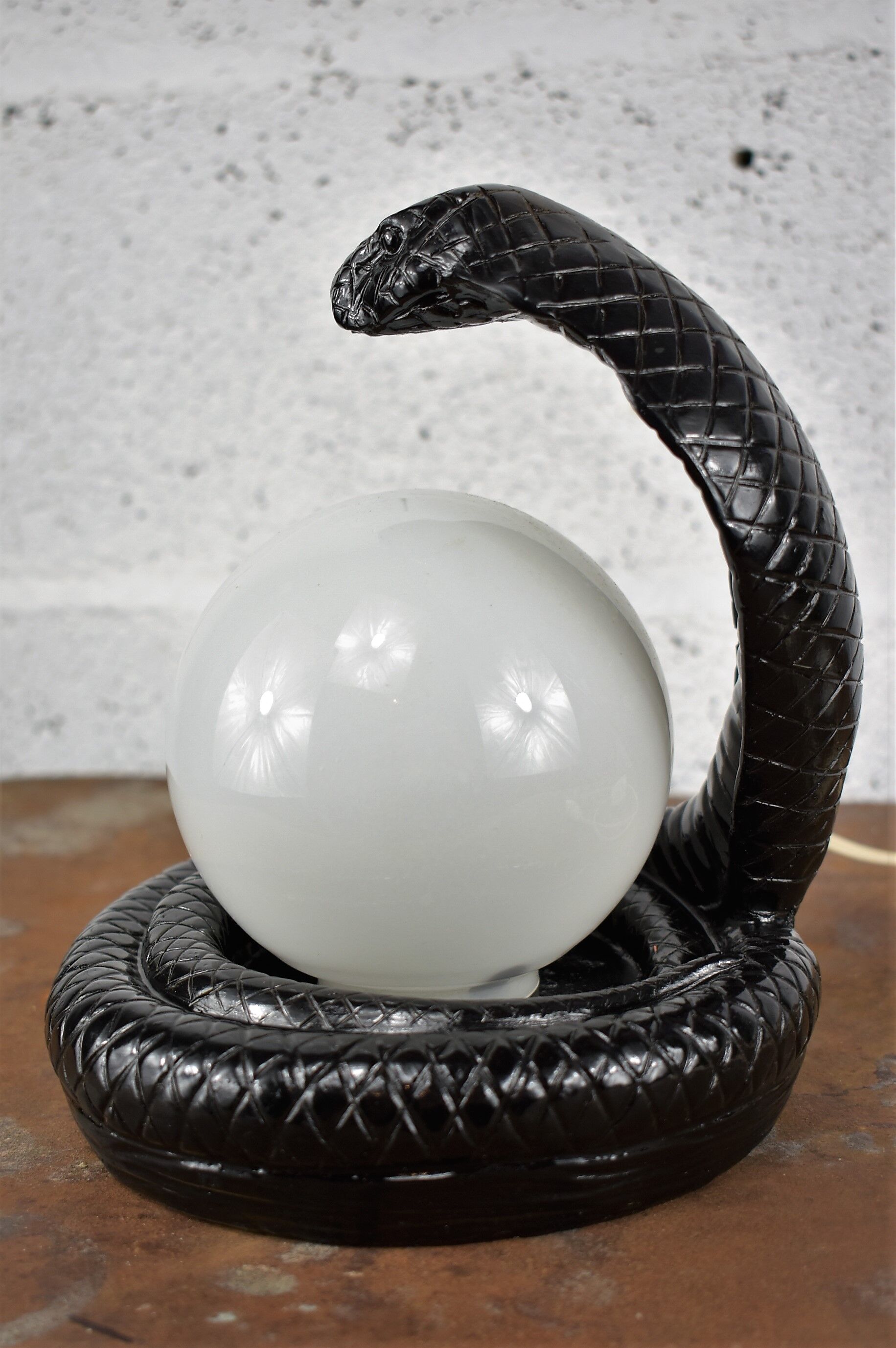 Vintage cobra lamp in black resin