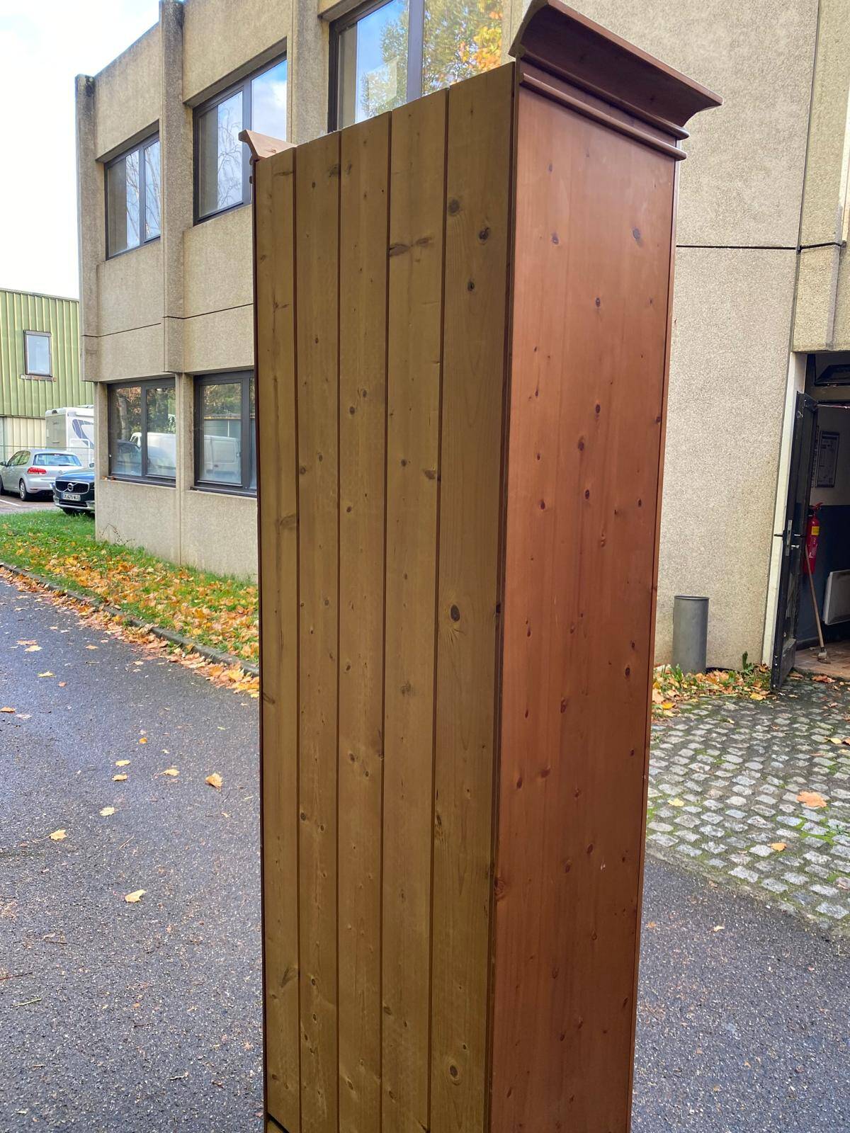 Scandinavian tall solid wood wardrobe with hanging space