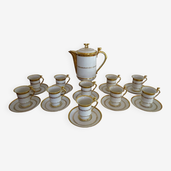 Porcelain coffee service Limoges Chapus frères - Empire Napoleon style - 10 pers