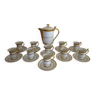 Porcelain coffee service Limoges Chapus frères - Empire Napoleon style - 10 pers
