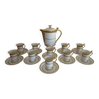 Service café porcelaine Limoges Chapus frères - Style empire Napoléon - 10 pers