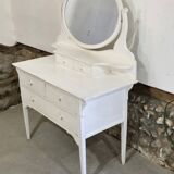 Antique 5-drawer dressing table with swivel mirror
