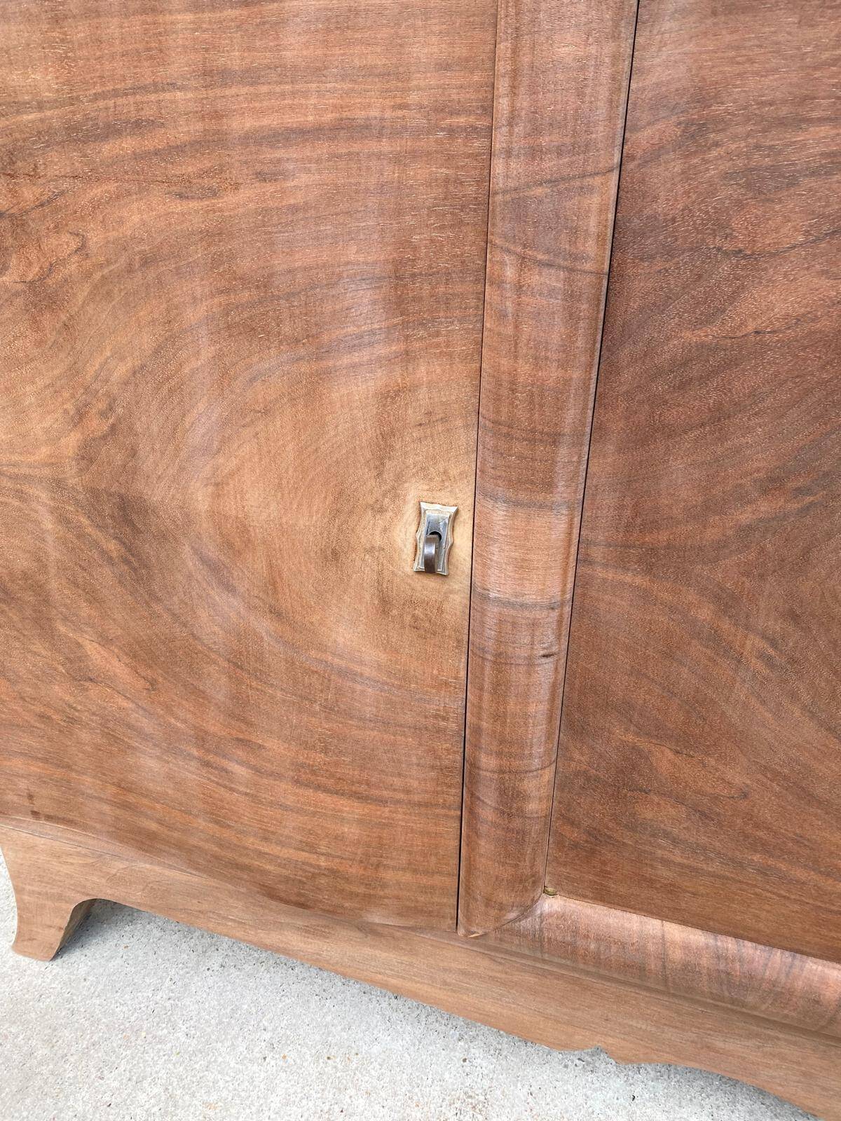 Art Deco sideboard with 4 doors, renovated in raw oak wood, 200cm