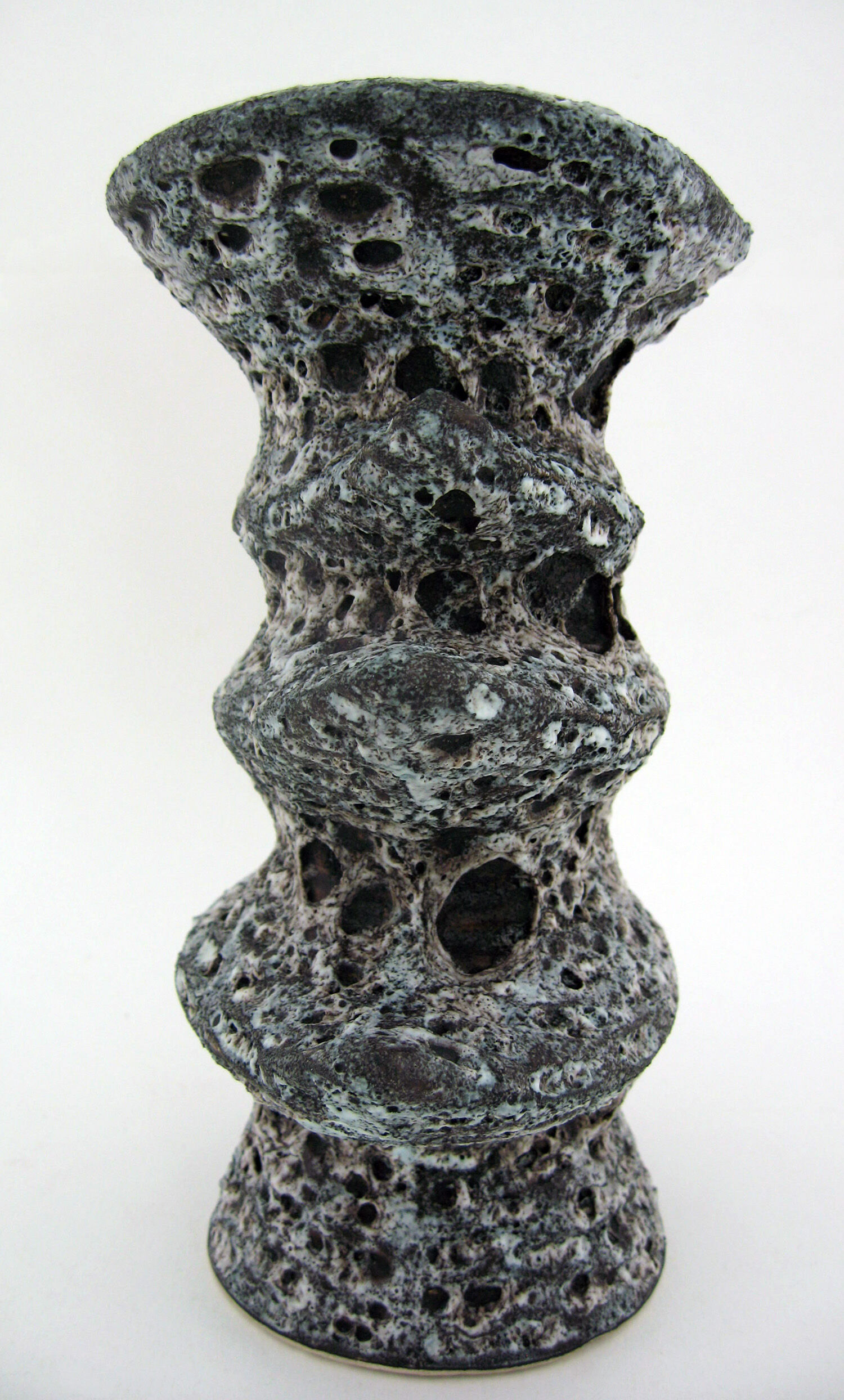 Ceramic pagoda vase - Fat Lava glaze - Vallauris France - vintage 60s