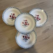 4 vintage Digoin Sarreguemines Nina Rosa porcelain soup plates 2008158