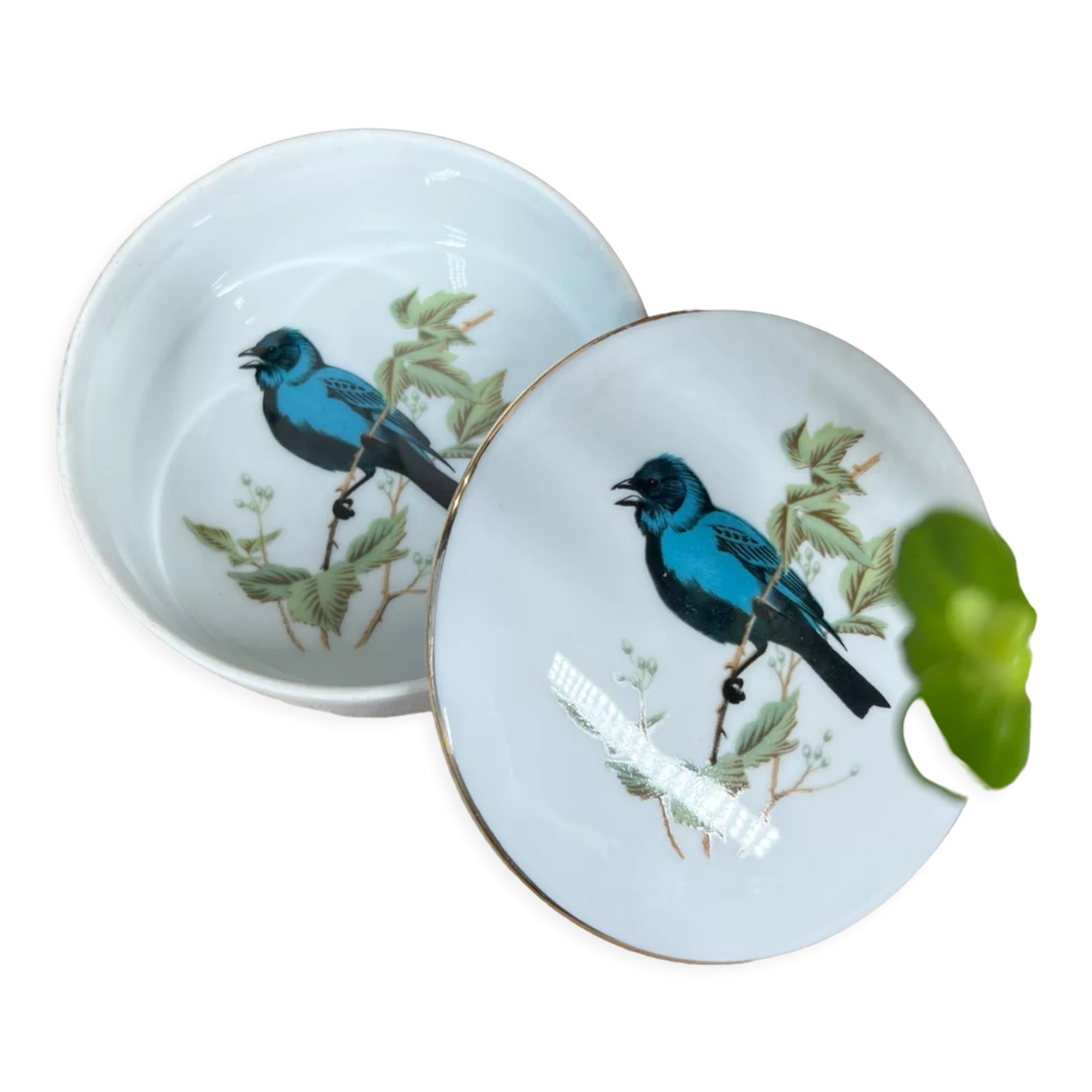 Round porcelain box "bird"