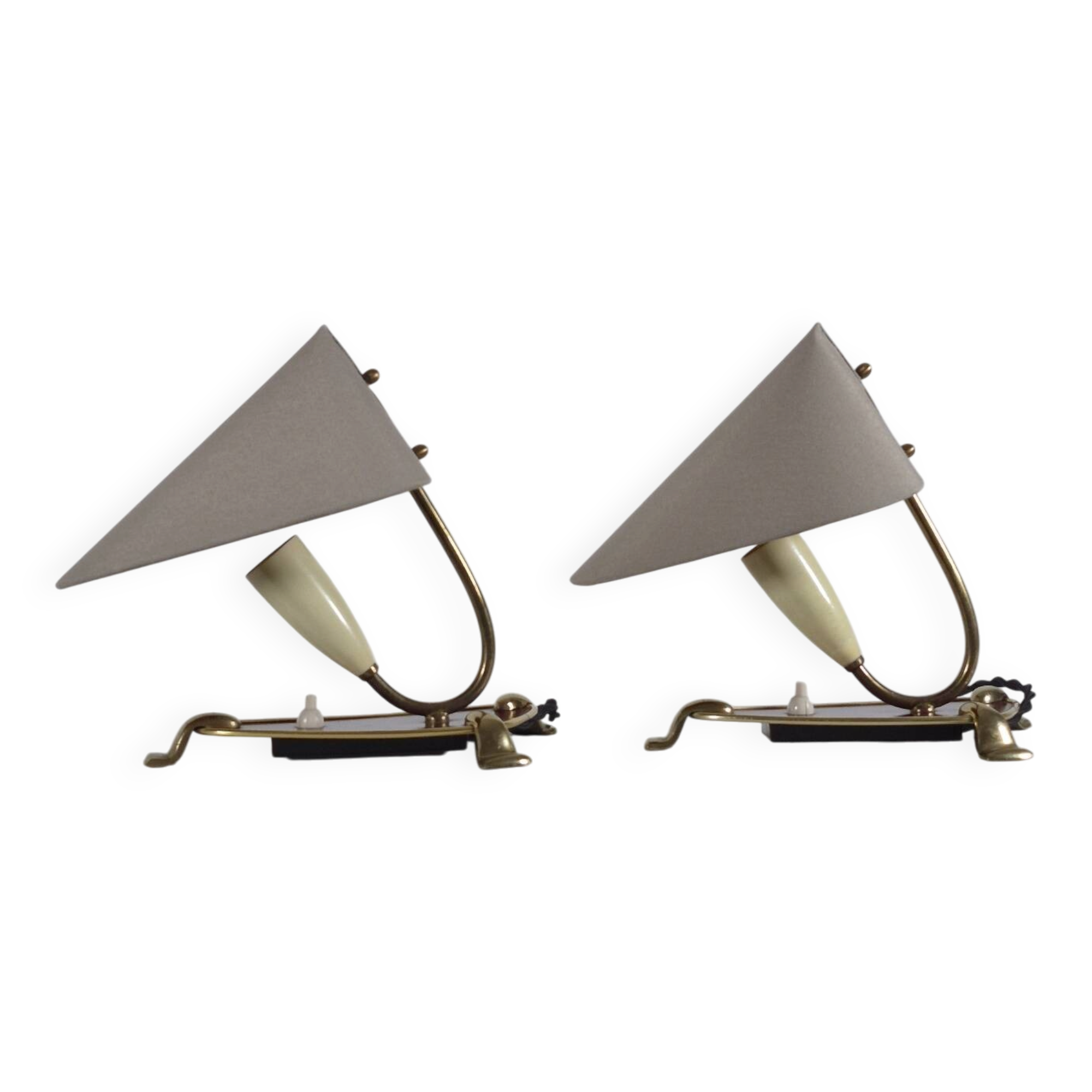 Pair of vintage brass wall or table lamps from the 1950s.
