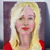 Painting of a blonde woman / oil on canvas