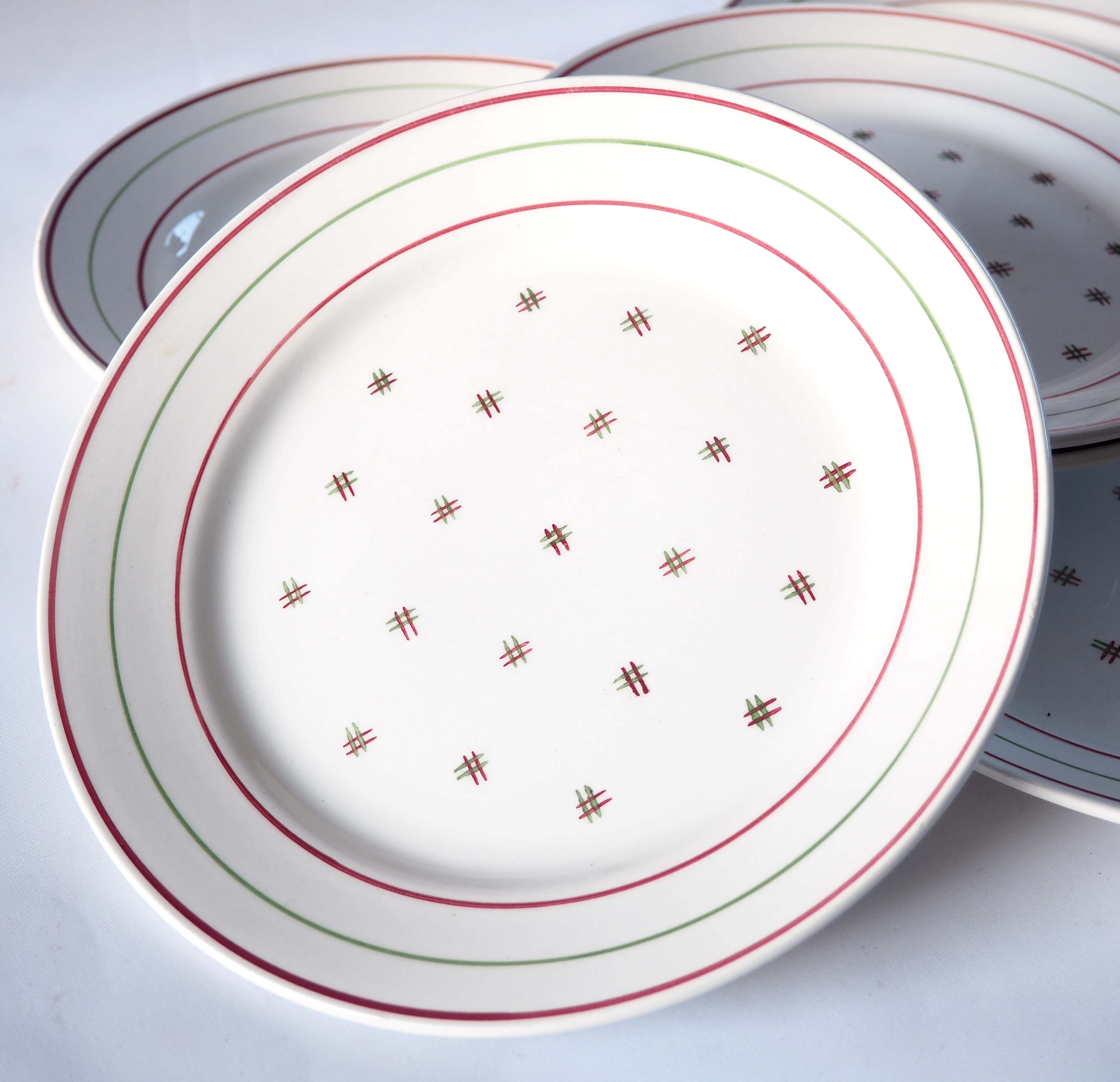 Set of 6 luneville porcelain plates