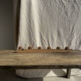 Large vintage wooden coat rack with 6 bamboo effect hooks L79