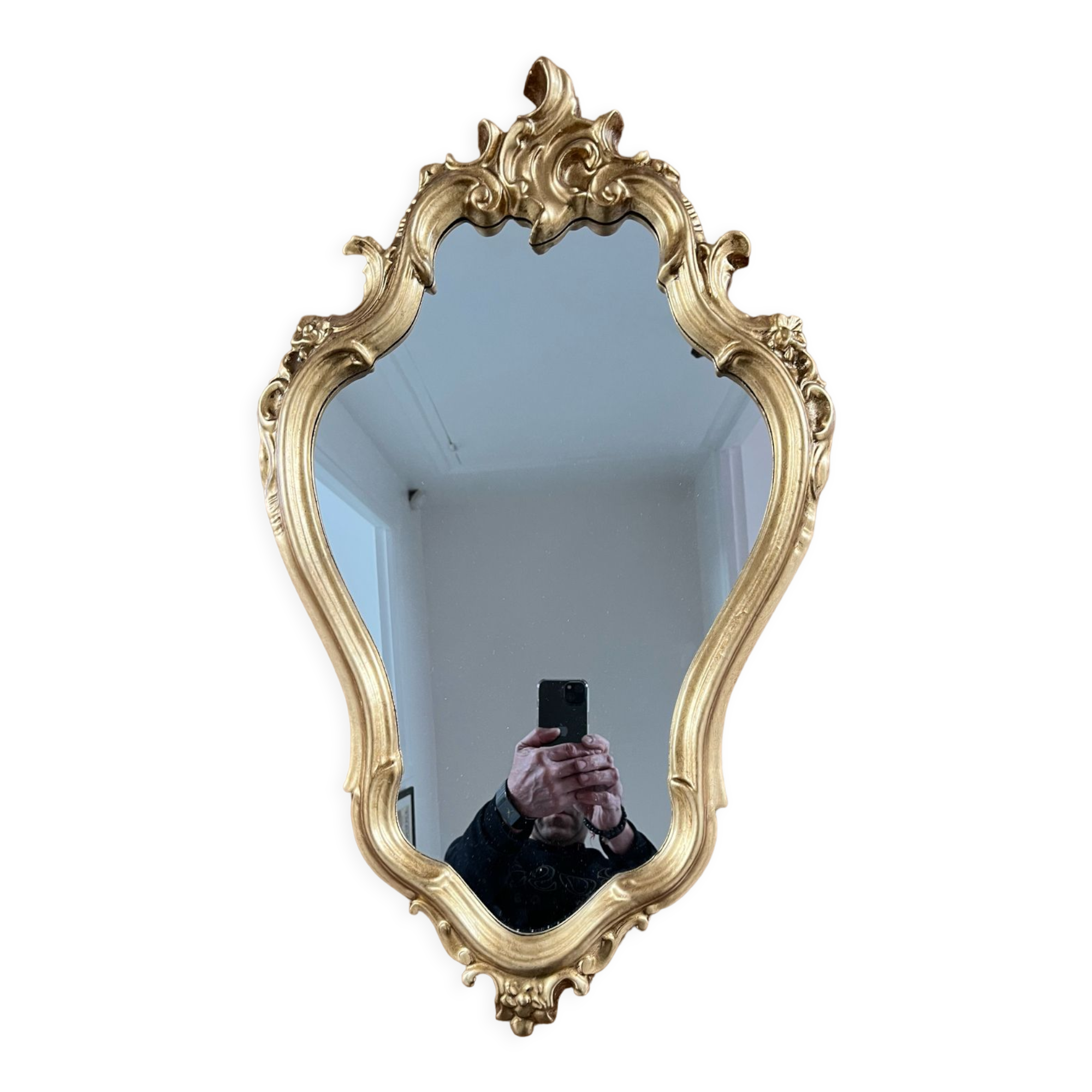 Rocaille mirror in gilded wood