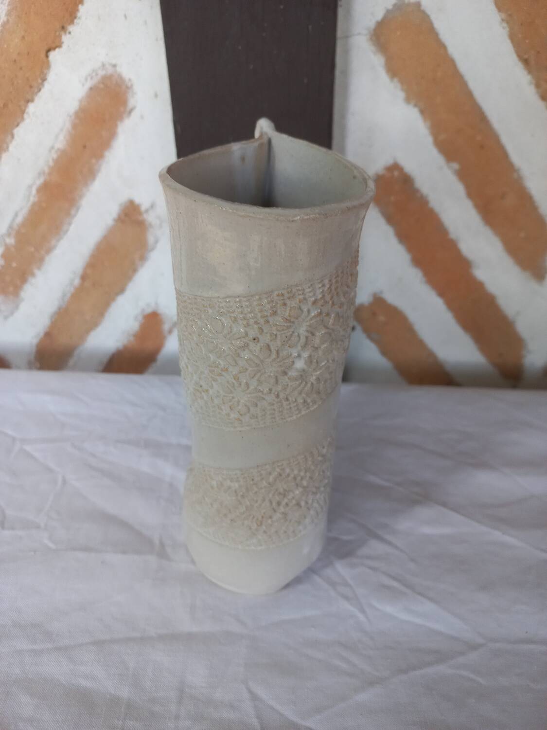 Lace glazed earthenware vase