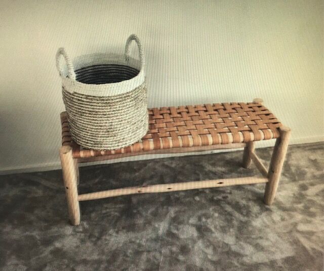 Wood and leather bench