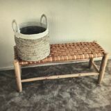 Wood and leather bench