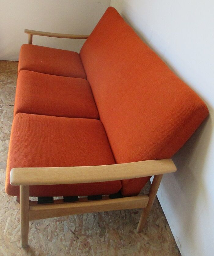 Scandinavian orange wool sofa