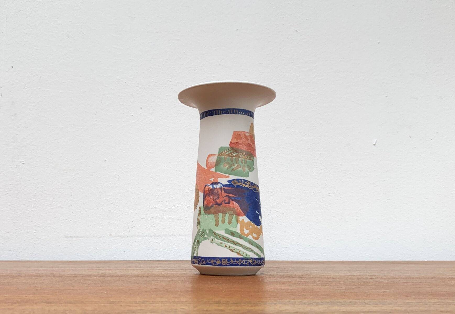 Vintage German ceramic vase Postmodern Alta Mira series by Gilbert Portanier for Rosenthal, 1980s.