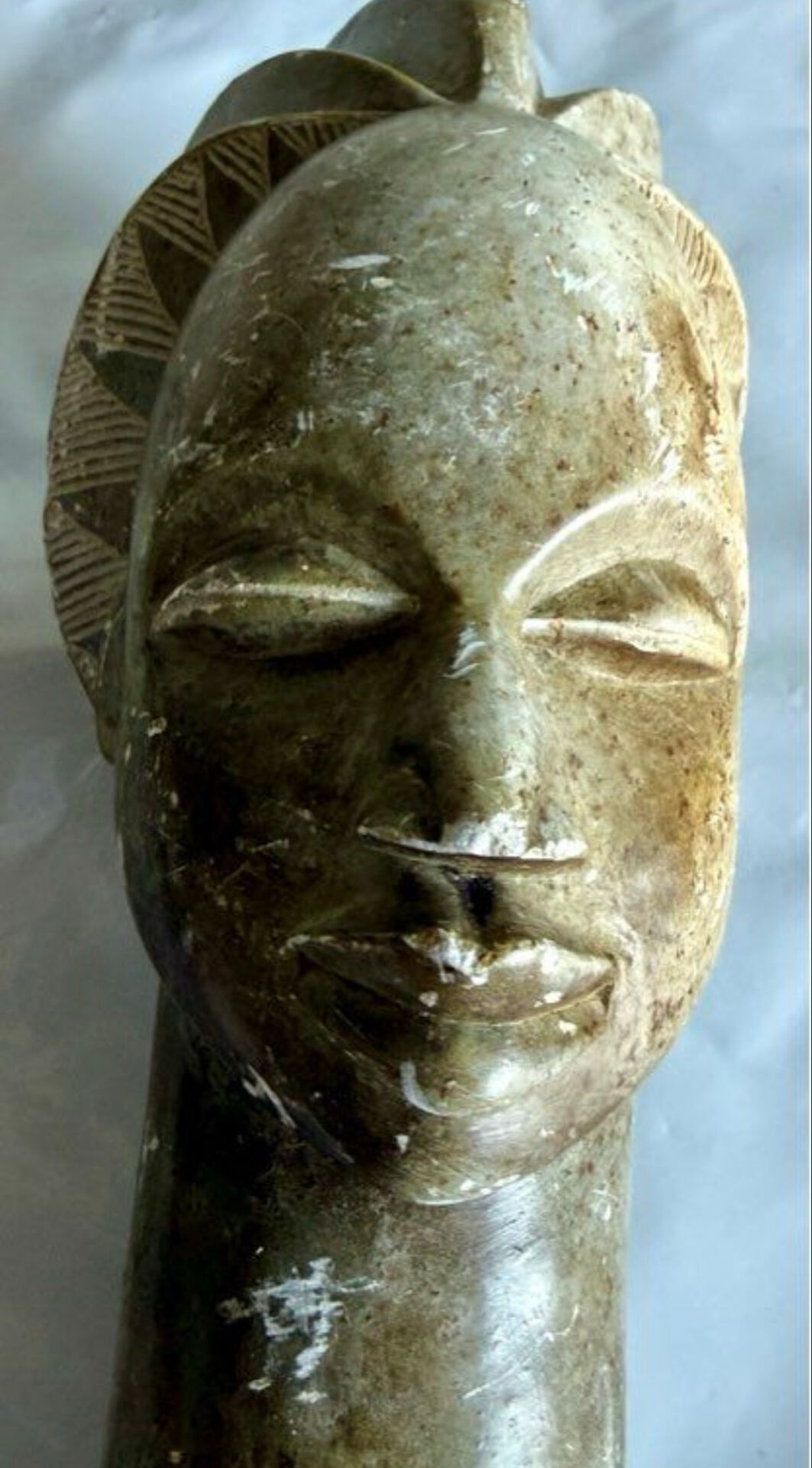 Large african sculpture in steatite stone signed lewanga – art