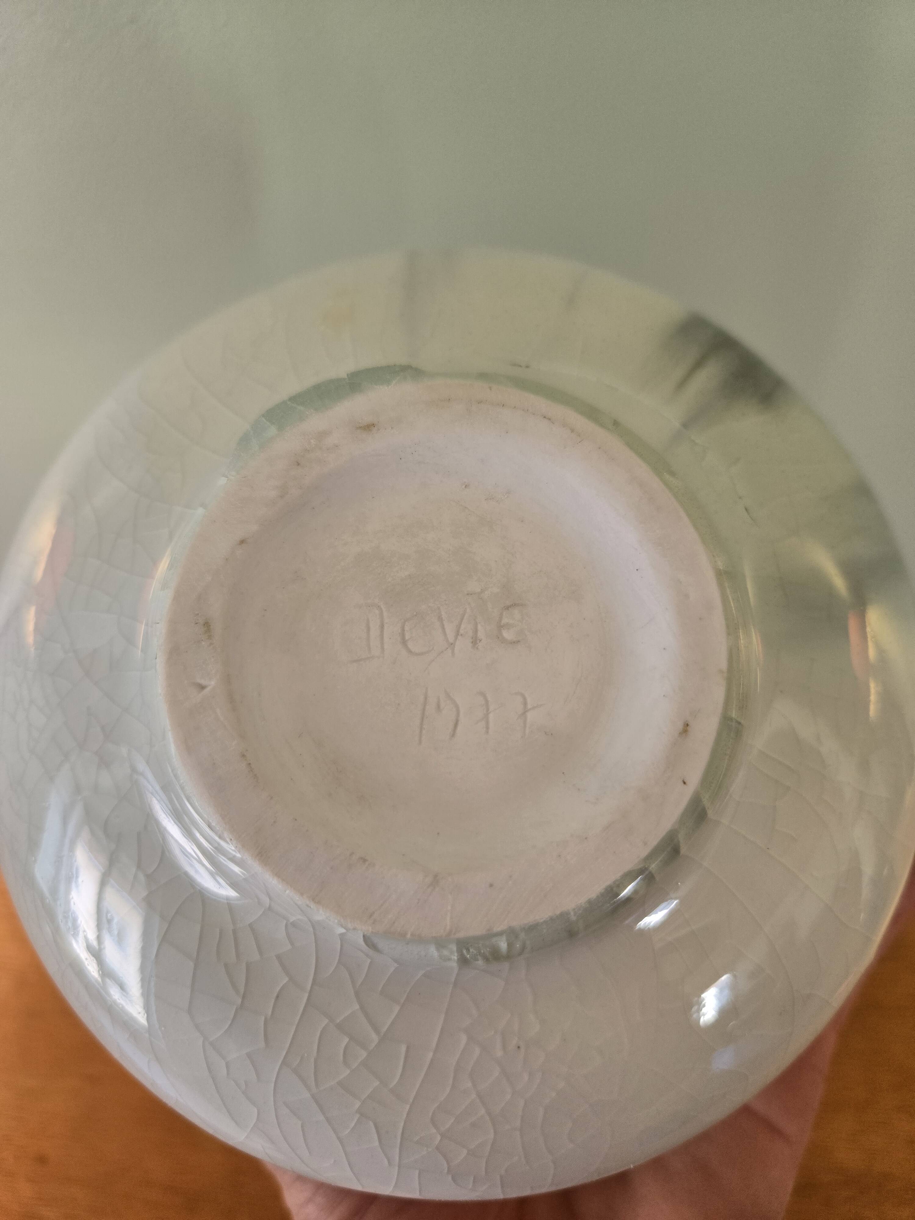 Ceramic spinning top vase signed Pierre Devie 1977