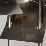 Geometric floor lamp in silver metal. 1980s.