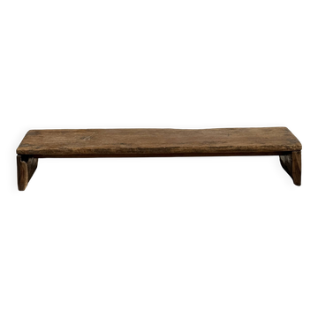 Small low antique Indonesian teak bench H10 L62 W14