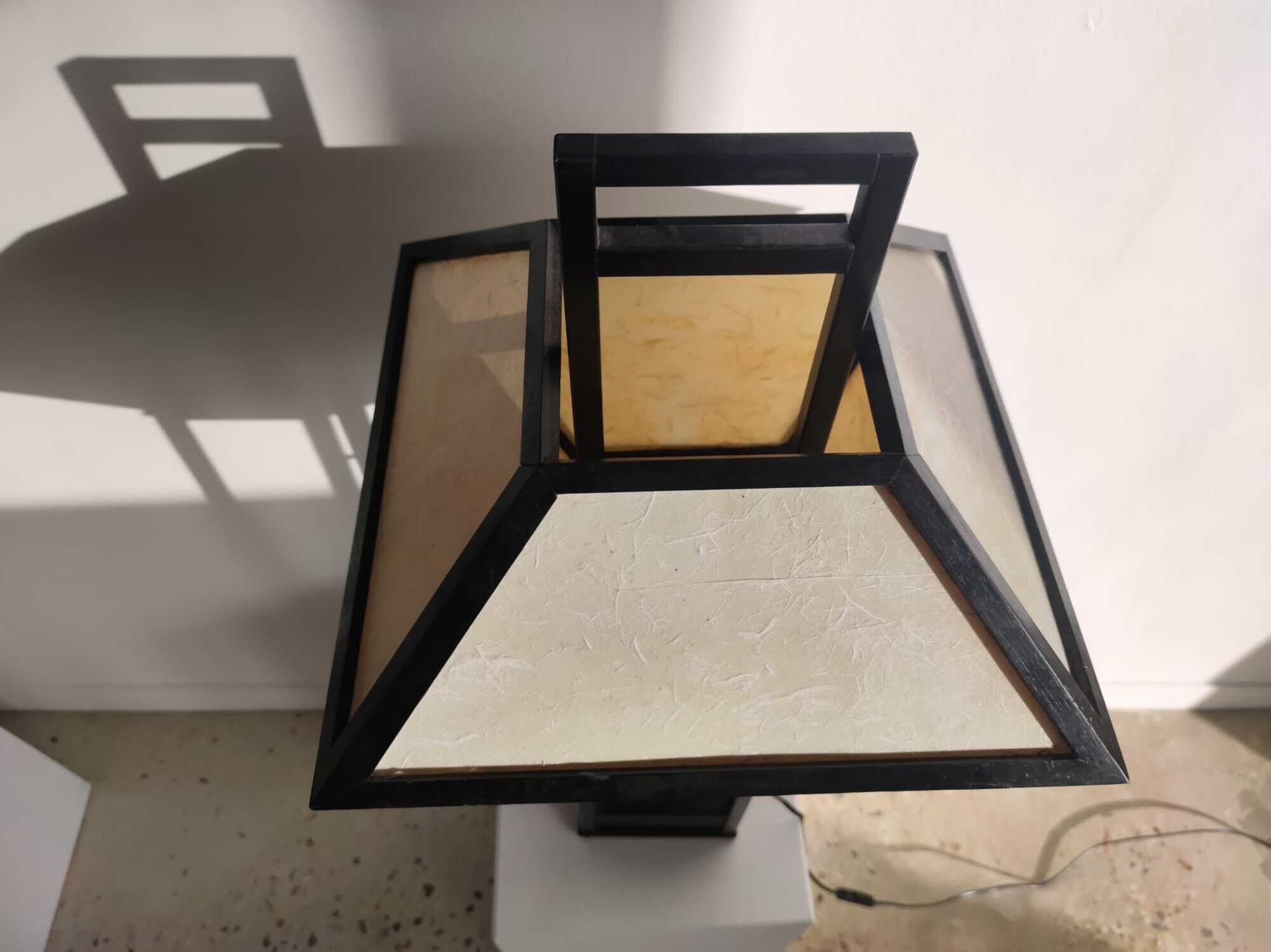 Japanese lamp in black lacquered wood and rice paper H:75cm