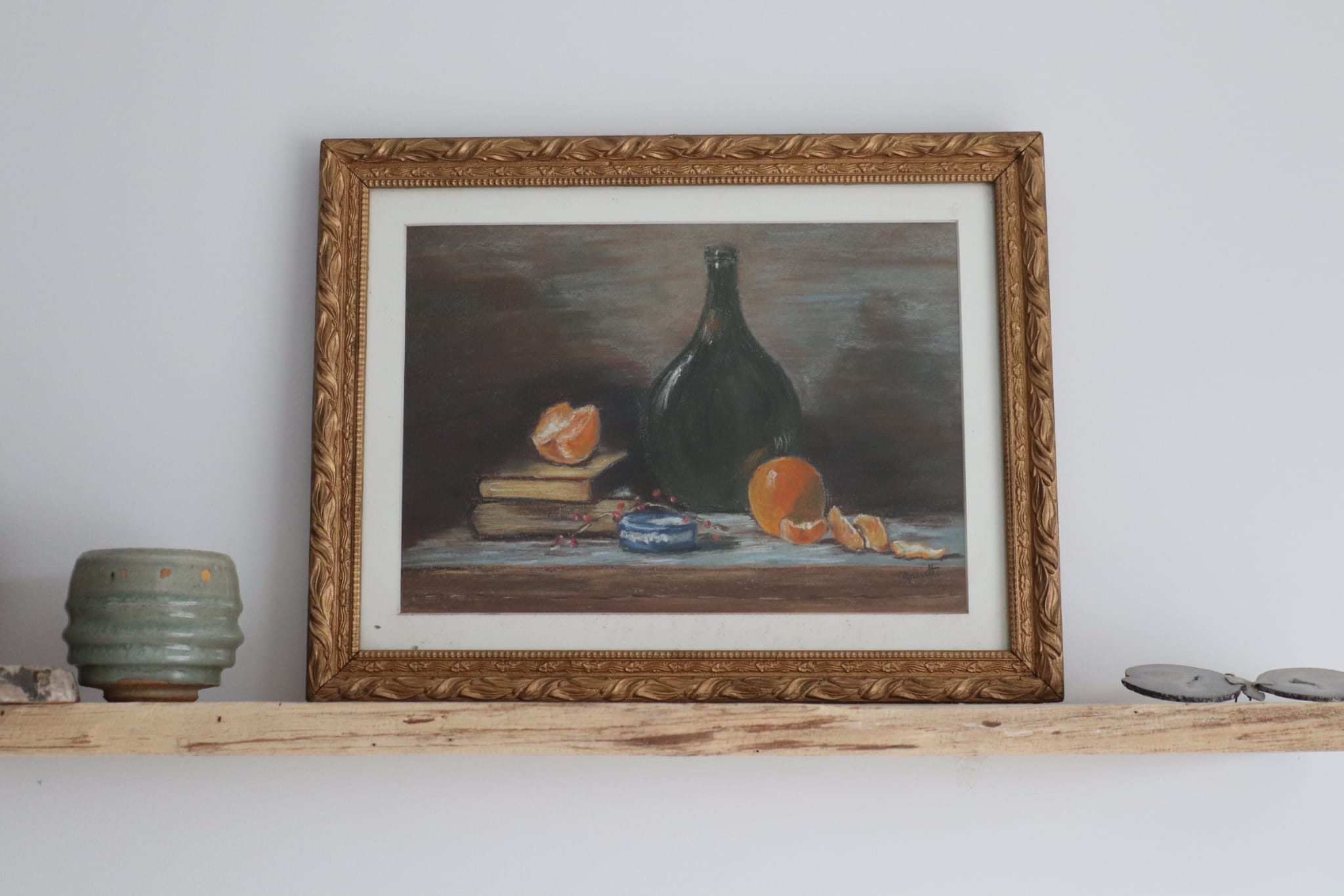 Old still life painting orange
