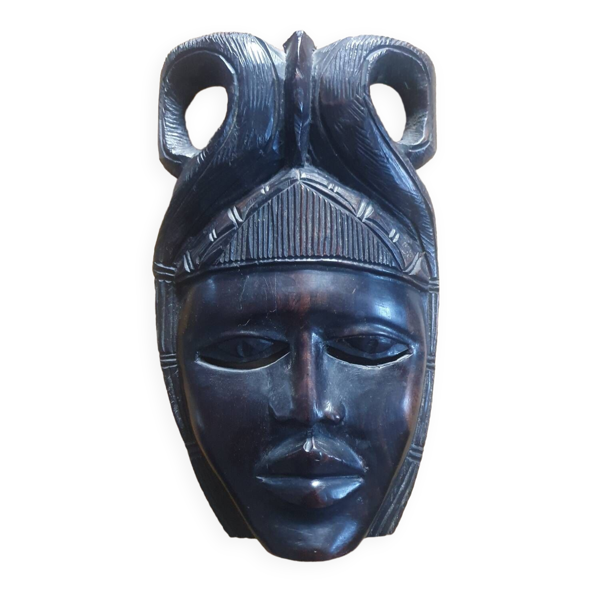 African ceremonial mask in handmade ebony wood