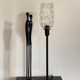 Table lamp with bubbled tubular glass shade