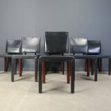 Vintage leather dining chairs by Durlet, 1980s