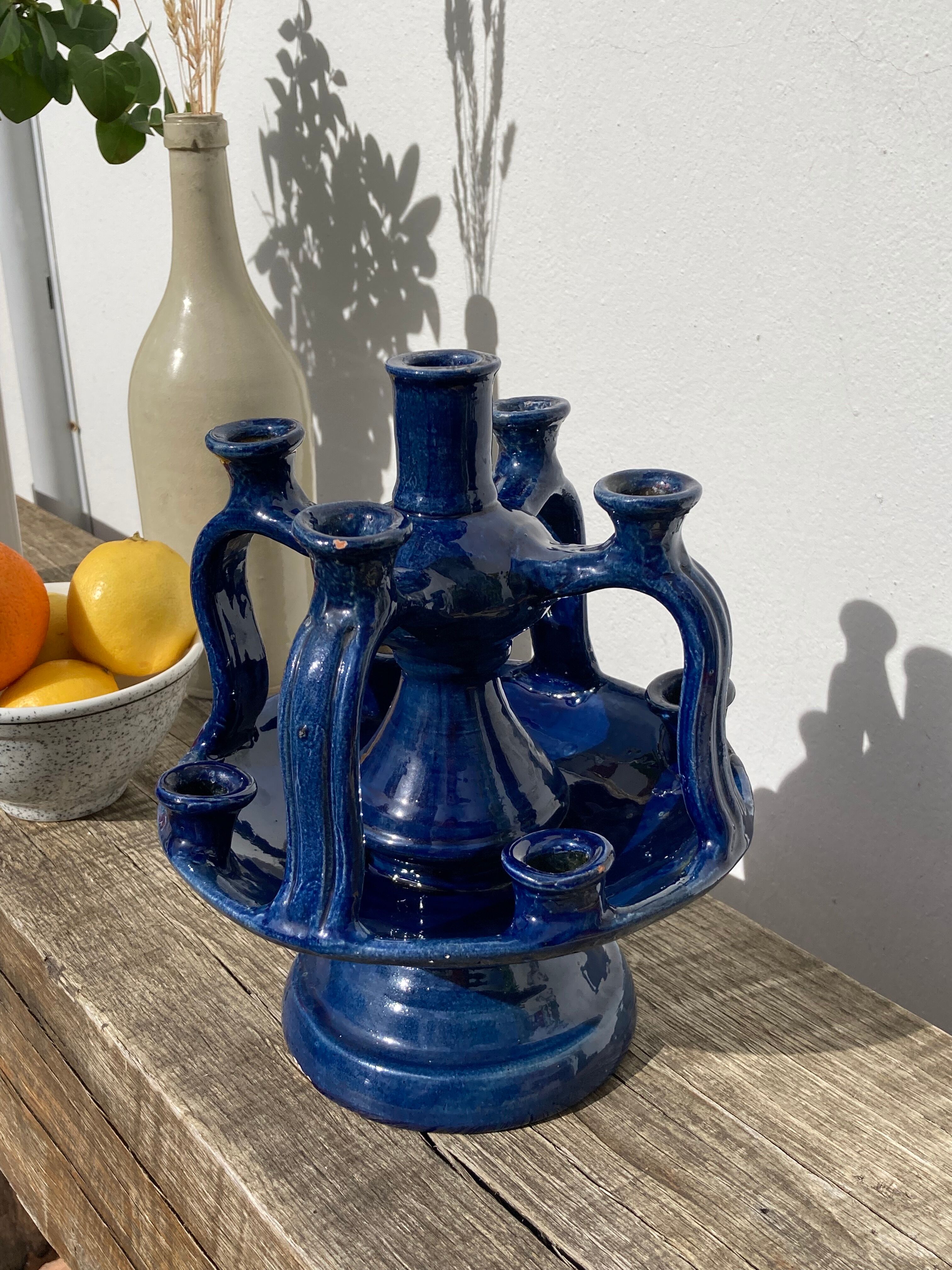 Candlestick in blue Tamegroute