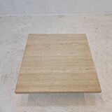 Table Basse Carrée Italienne en Travertin, 1980s
