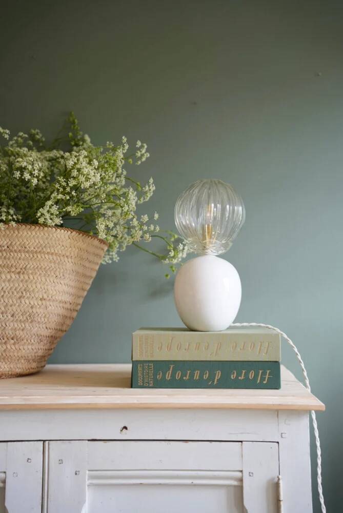 Ceramic lamp & striped glass