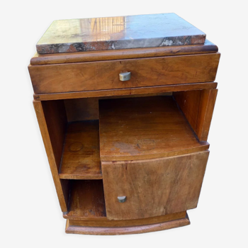 art deco bedside oak and marble