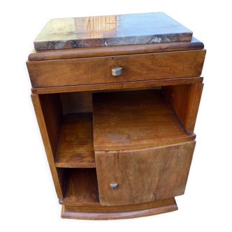art deco bedside oak and marble