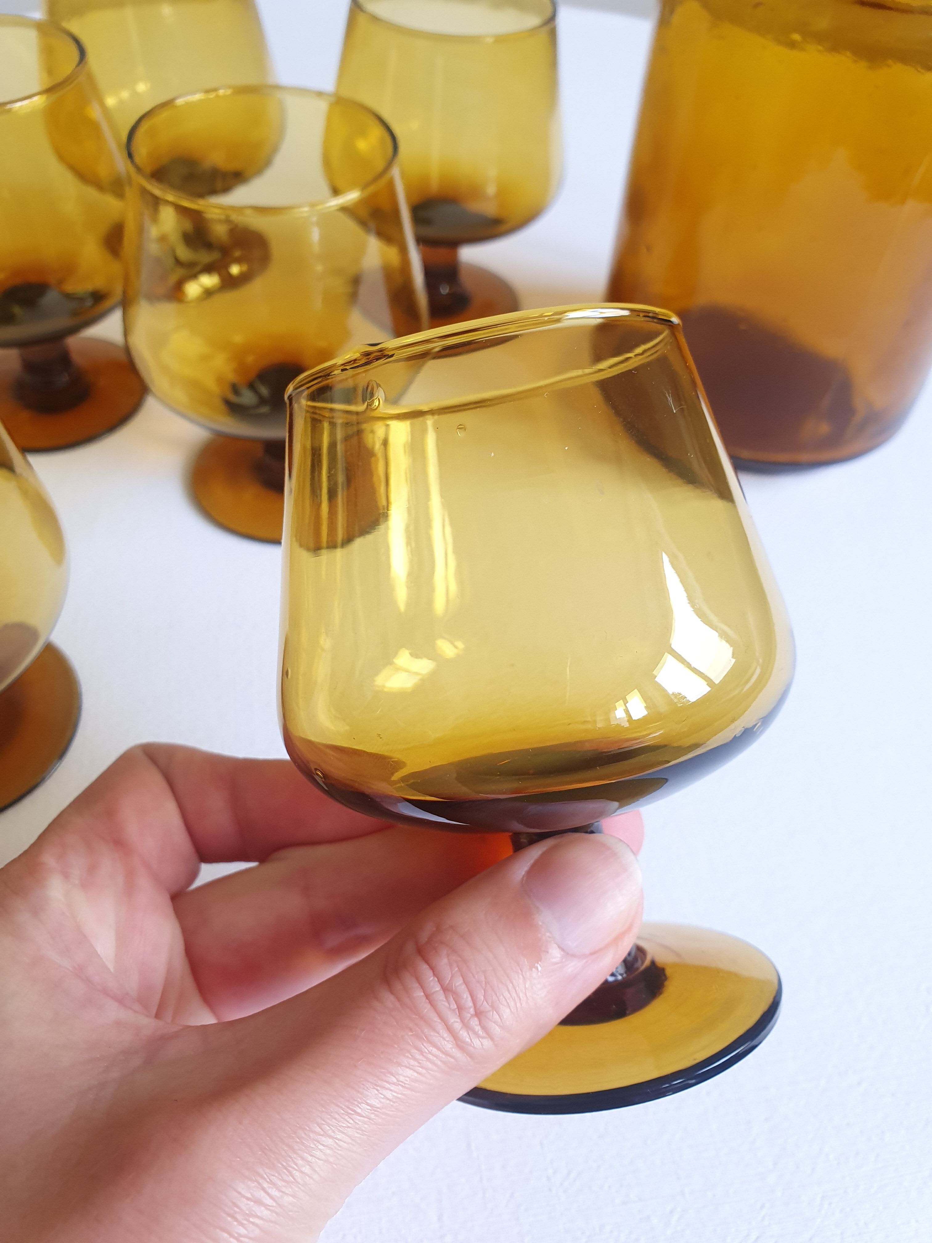 Amber glass service from the 1970s.