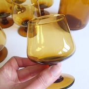 Service en verre ambré années 70