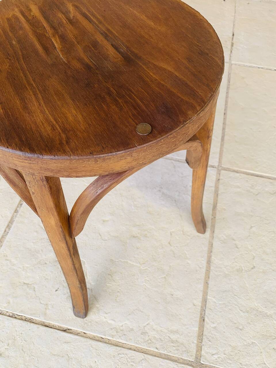 Curved Wood Stool Vintage, Baumann, Circa 1950s/1960s