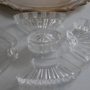 Plat serviteur apéritif métal argenté poinçon HKE et verre