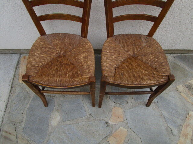 2 antique straw chairs