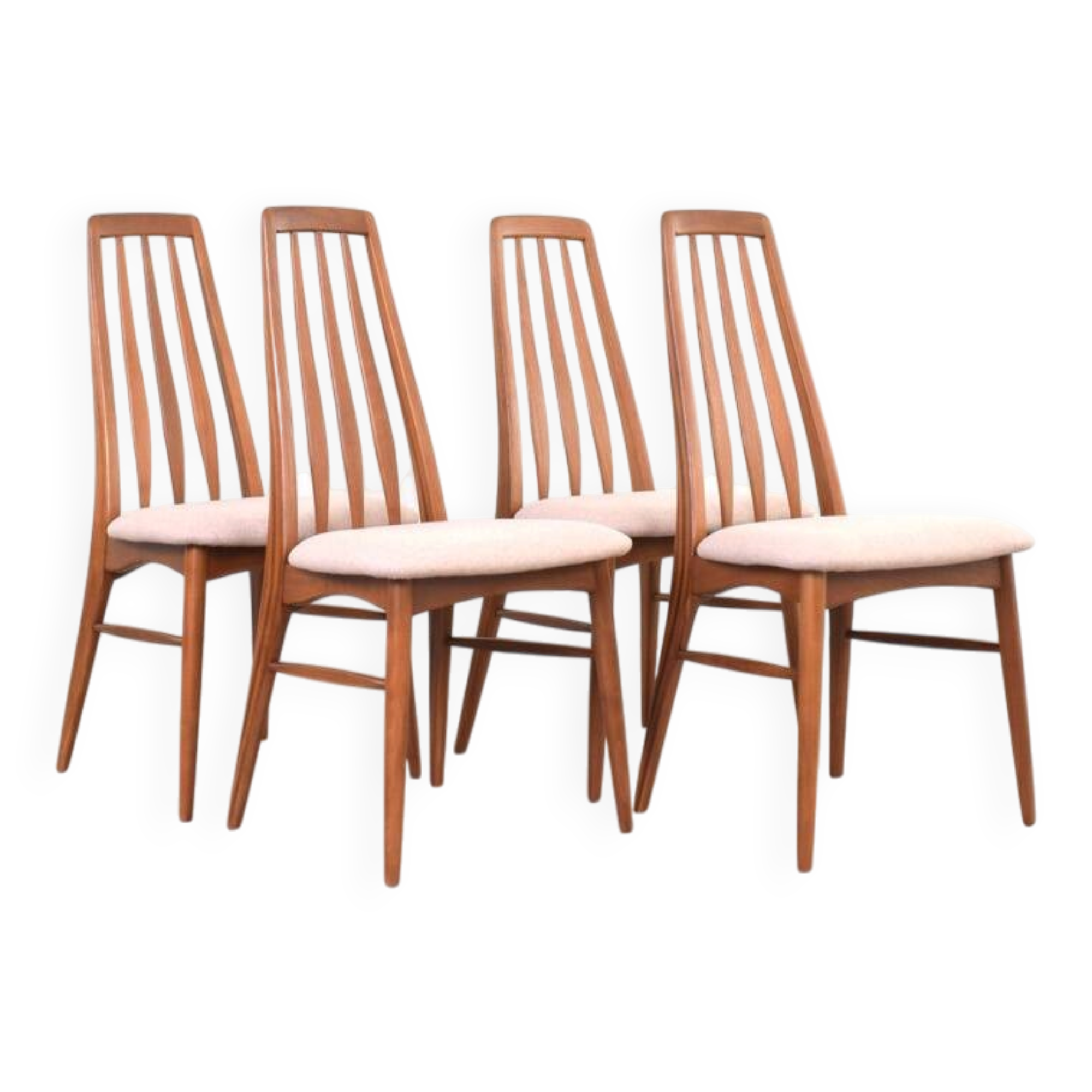 Teak & Wool Eva Dining Chairs by N. Koefoed for Koefoed Hornslet, 1960s