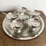 Stainless steel ice cream cup and tray set