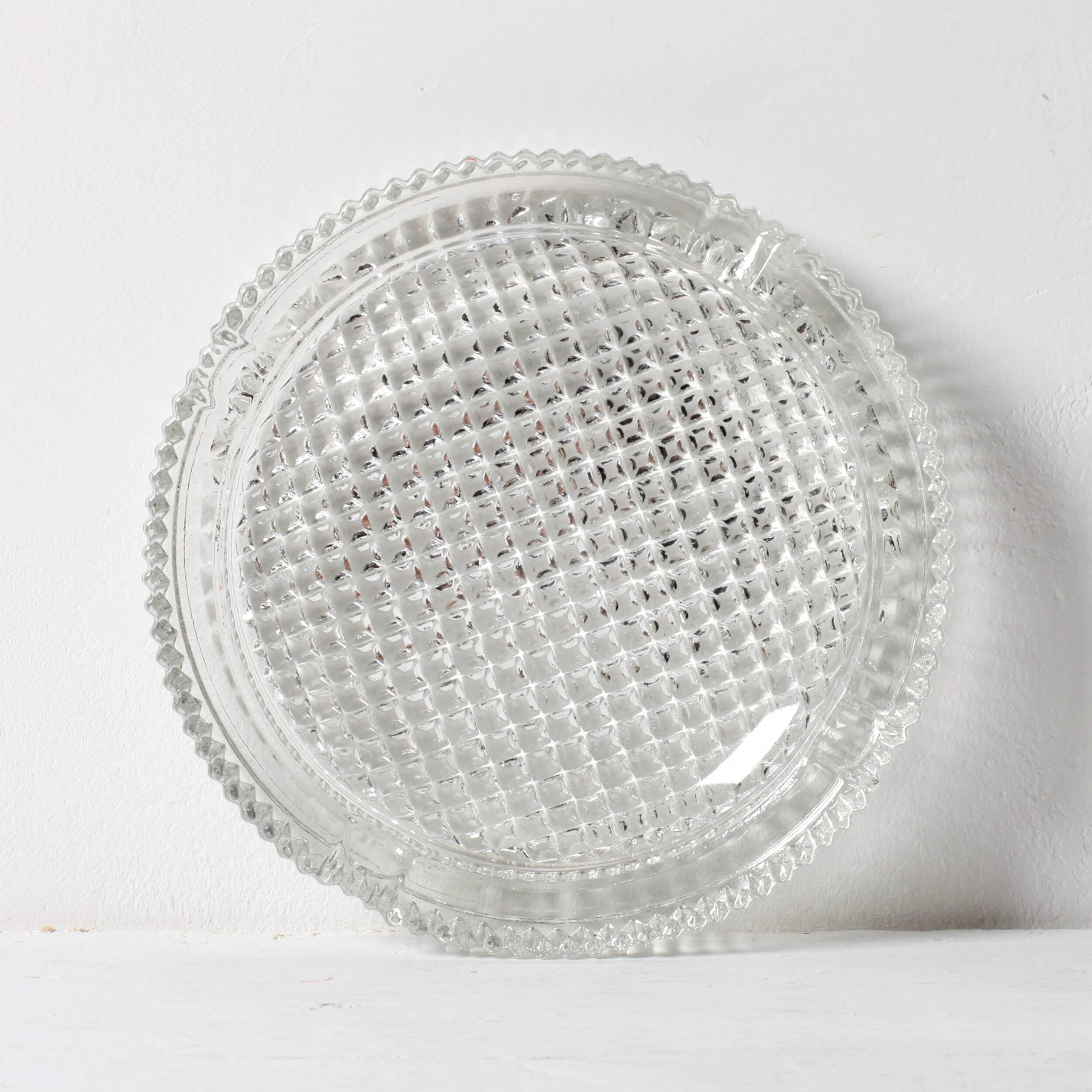 Crystal Glass Ashtray, Mid-Century Round Ashtray / Italy / 1960s