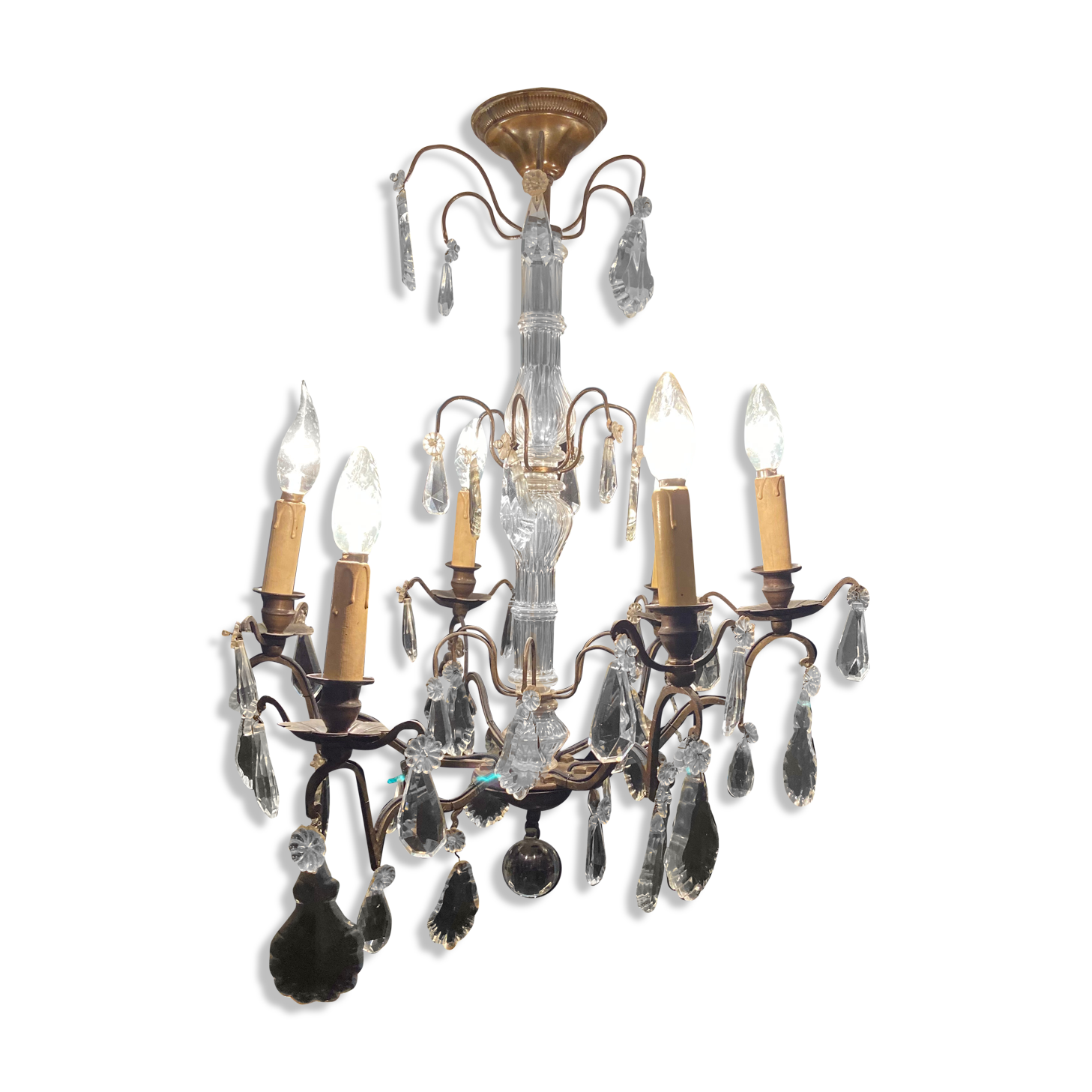 Grapevine chandelier NINETEENTH bronze and crystal