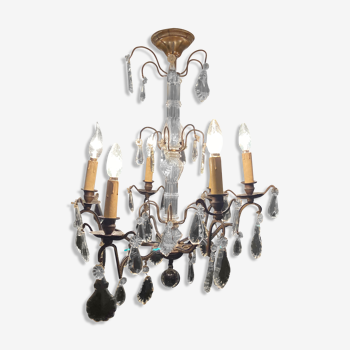 Grapevine chandelier NINETEENTH bronze and crystal