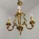 French Vintage Bronze Art Nouveau Style 4 Light 4 Sided Cage Chandelier