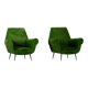 Green velvet armchairs by Gigi Radice, Italy 1950s set of 2