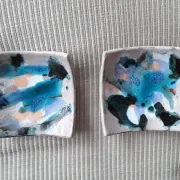 1 set of 2 ceramic Corsican catchalls