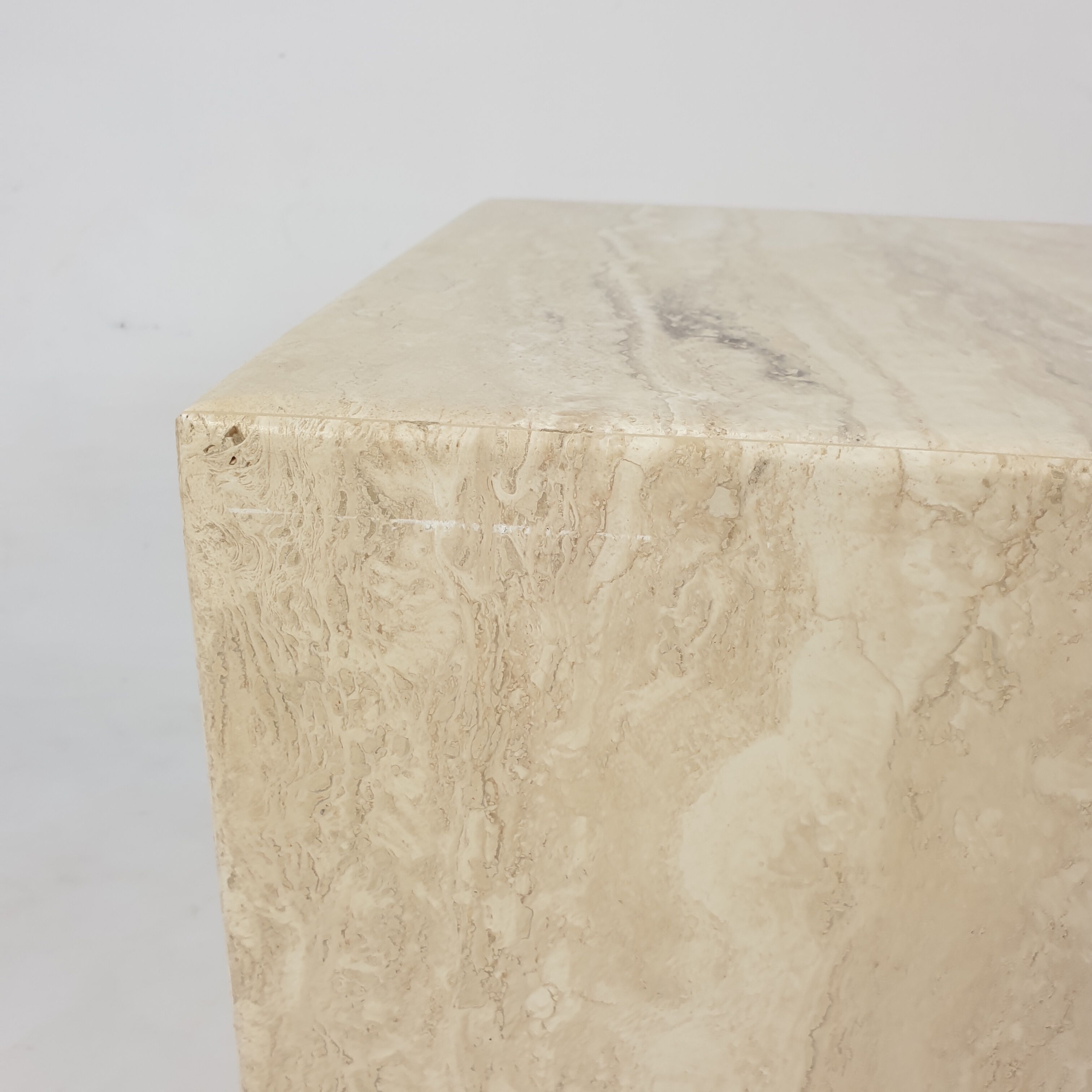 Italian Travertine Side Table, 1980's