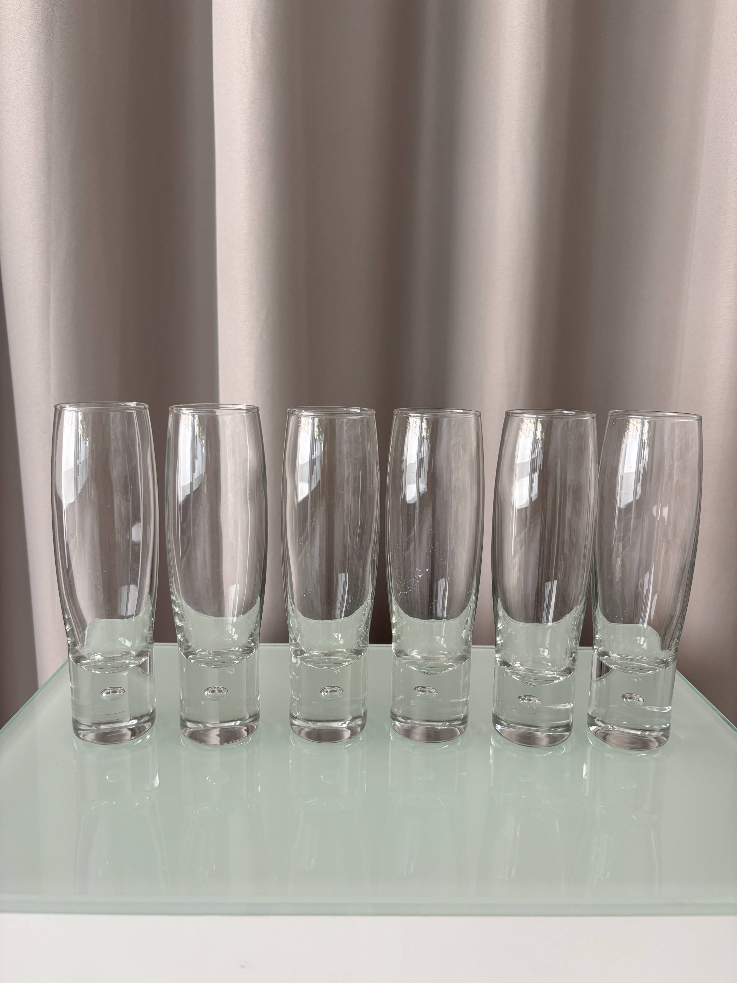 Set of 6 Vintage Durobor Bubble Champagne Flutes | Belgian Design